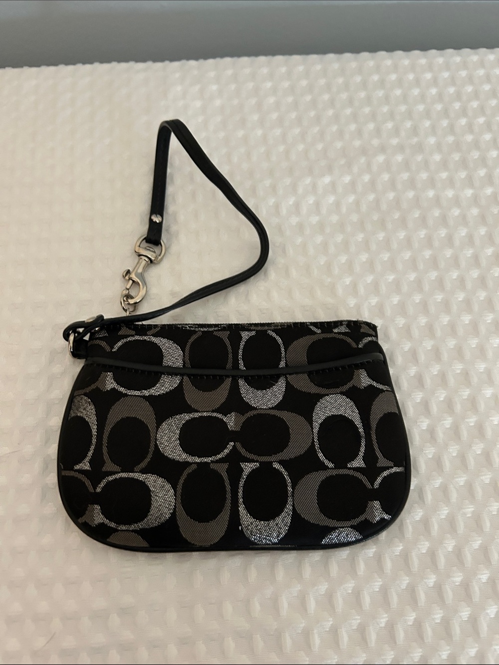 Coach Black & Silver Signature Wristlet